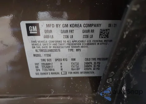 2022 Chevrolet Trailblazer Awd Activ from USA, damaged, VIN KL79MSSL6NB026576